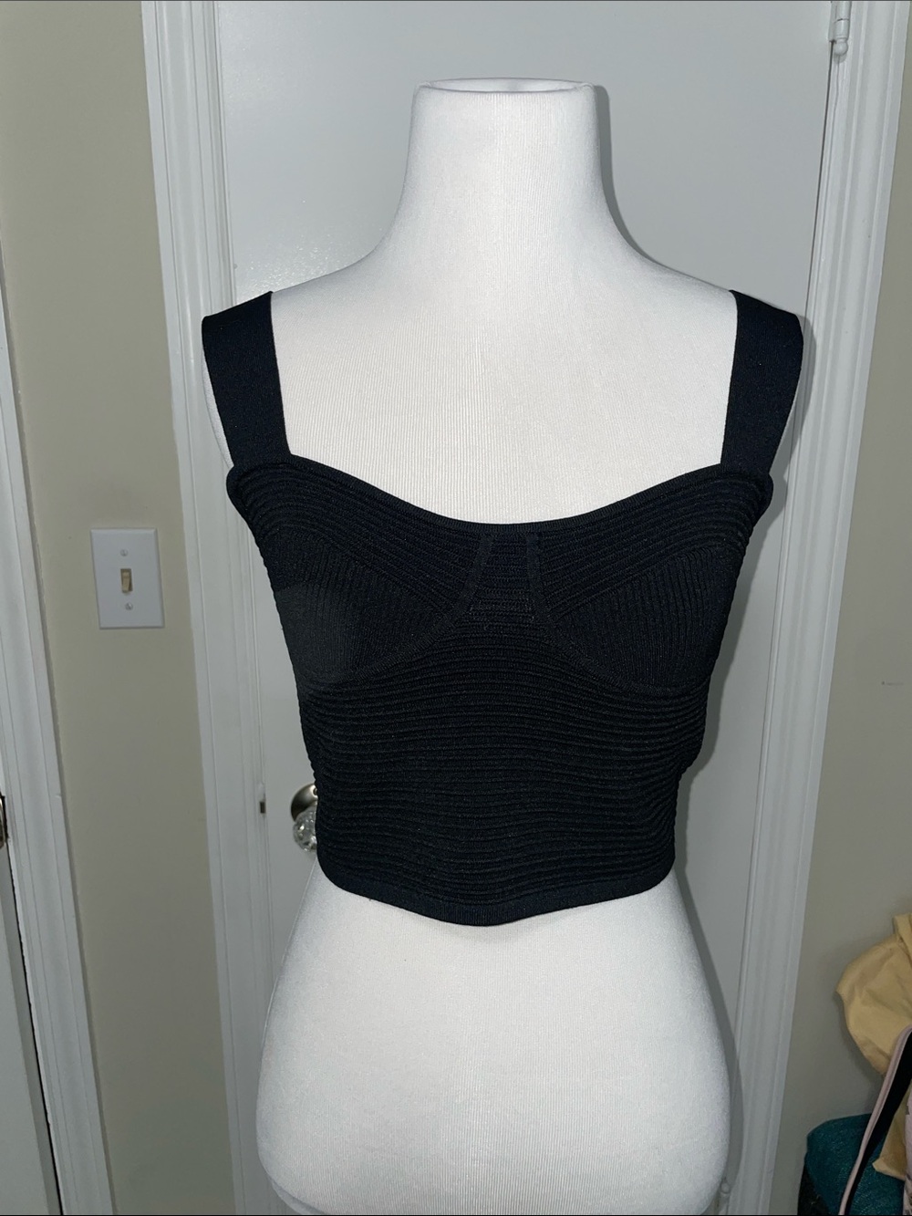 Express Black Ribbed crop sweater tank